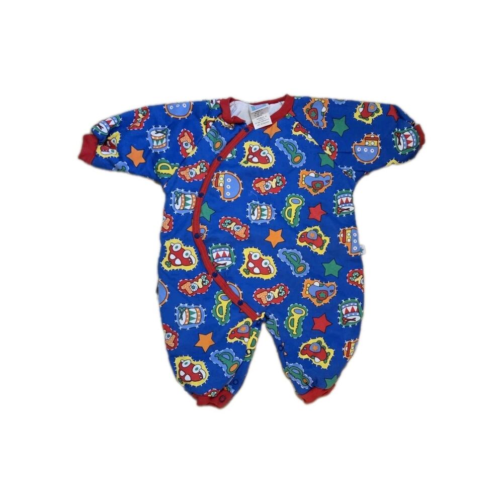 Vintage 90s Little Me Primary Colorblock Romper Embroidered Cotton One Piece